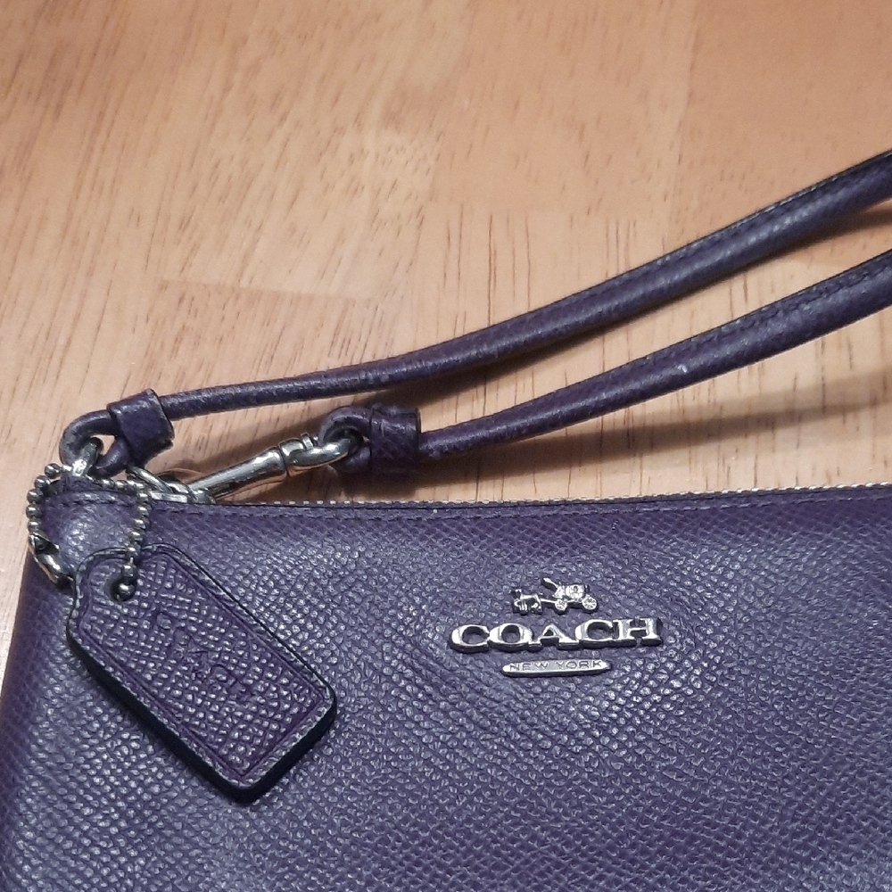 Coach Purple Leather Wristlet with Silver Hardware - Picture 6 of 6